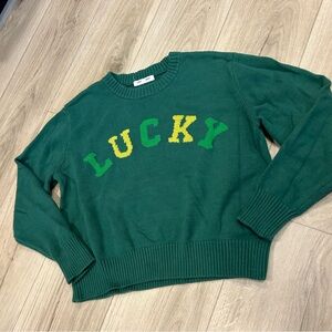 Grayson Threads Green 'LUCKY' Crew Neck Sweater